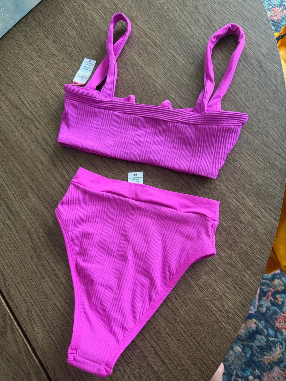 L-Soace Hot Pink Ribbed Two-Piece Bikini Swim Set - Small